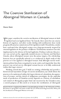 Cover page: The Coercive Sterilization of Aboriginal Women in Canada