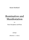 Cover page of "Rumination and Manifestation" for Tenor Sax and Piano