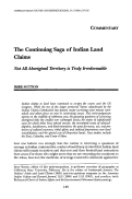 Cover page: The Continuing Saga of Indian Land Claims: Not All Aboriginal Territory is Truly Irredeemable