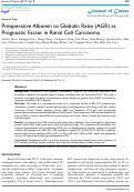 Cover page: Preoperative Albumin to Globulin Ratio (AGR) as Prognostic Factor in Renal Cell Carcinoma