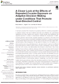 Cover page: A Closer Look at the Effects of Repeated Cocaine Exposure on Adaptive Decision-Making under Conditions That Promote Goal-Directed Control