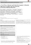 Cover page: A Novel Way to Measure and Predict Development: A Heuristic Approach to Facilitate the Early Detection of Neurodevelopmental Disorders