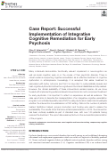 Cover page: Case Report: Successful Implementation of Integrative Cognitive Remediation for Early Psychosis