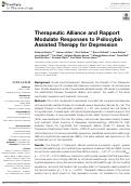 Cover page: Therapeutic Alliance and Rapport Modulate Responses to Psilocybin Assisted Therapy for Depression