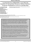 Cover page: Learning Outcomes of High-fidelity versus Table-Top Simulation in Undergraduate Emergency Medicine Education: Prospective, Randomized, Crossover-Controlled Study