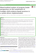 Cover page: Mixed-method analysis of program leader perspectives on the sustainment of multiple child evidence-based practices in a system-driven implementation