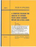 Cover page: A Computer Program for Analysis of Stiffened Plates Under Combined Inplane and Lateral Loads