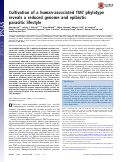 Cover page: Cultivation of a human-associated TM7 phylotype reveals a reduced genome and epibiotic parasitic lifestyle.