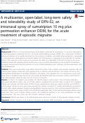 Cover page: A multicenter, open-label, long-term safety and tolerability study of DFN-02, an intranasal spray of sumatriptan 10 mg plus permeation enhancer DDM, for the acute treatment of episodic migraine