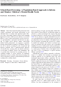 Cover page: School-Based Screening: A Population-Based Approach to Inform and Monitor Children’s Mental Health Needs