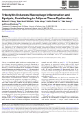 Cover page: Tributyltin Enhances Macrophage Inflammation and Lipolysis, Contributing to Adipose Tissue Dysfunction