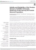 Cover page: Validity and Reliability of the Persian Version of COVID-19 Anxiety Syndrome Scale Among the Iranian General Population