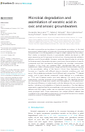 Cover page: Microbial degradation and assimilation of veratric acid in oxic and anoxic groundwaters.