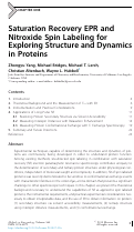 Cover page: Chapter One Saturation Recovery EPR and Nitroxide Spin Labeling for Exploring Structure and Dynamics in Proteins