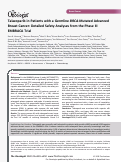 Cover page: Talazoparib in Patients with a Germline BRCA‐Mutated Advanced Breast Cancer: Detailed Safety Analyses from the Phase III EMBRACA Trial