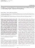 Cover page: Paradigms for Assessing Hedonic Processing and Motivation in Humans: Relevance to Understanding Negative Symptoms in Psychopathology.