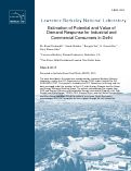 Cover page: Estimation of Potential and Value of Demand Response for Industrial and Commercial Consumers in Delhi