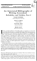 Cover page: An Annotated Bibliography of Writing Assessment: Reliability and Validity, Part 2