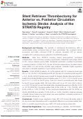 Cover page: Stent Retriever Thrombectomy for Anterior vs. Posterior Circulation Ischemic Stroke: Analysis of the STRATIS Registry.