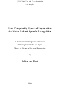 Cover page: Low Complexity Spectral Imputation for Noise Robust Speech Recognition