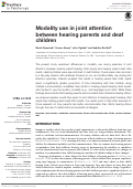 Cover page: Modality use in joint attention between hearing parents and deaf children