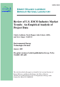 Cover page: Review of U.S. ESCO industry market trends: An empirical analysis of project data