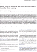 Cover page: Role of Plasticity at Different Sites across the Time Course of Cerebellar Motor Learning