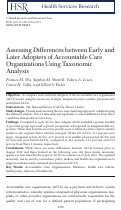 Cover page: Assessing Differences between Early and Later Adopters of Accountable Care Organizations Using Taxonomic Analysis