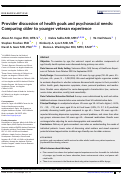 Cover page: Provider discussion of health goals and psychosocial needs: Comparing older to younger veteran experience.