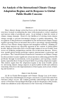 Cover page: An Analysis of the International Climate Change Adaptation Regime and its Response to Global Public Health Concerns