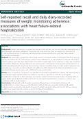 Cover page: Self-reported recall and daily diary-recorded measures of weight monitoring adherence: associations with heart failure-related hospitalization.