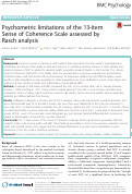 Cover page: Psychometric limitations of the 13-item Sense of Coherence Scale assessed by Rasch analysis