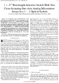 Cover page: 1 x N^2 wavelength-selective switch with two cross-scanning one-axis analog micromirror arrays in a 4-f optical system
