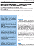 Cover page: Health policy literacy among U.S. dermatology residents: characterizing past experiences and future goals