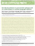 Cover page: Cerebral perfusion in post-stroke aphasia and its relationship to residual language abilities.