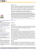 Cover page: Effect of park prescriptions with and without group visits to parks on stress reduction in low-income parents: SHINE randomized trial.