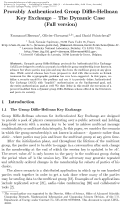 Cover page: Provably authenticated group Diffie-Hellman key exchange - The dynamic 
case (Extended abstract)