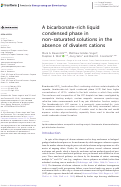 Cover page: A bicarbonate-rich liquid condensed phase in non-saturated solutions in the absence of divalent cations.