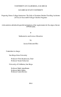 Cover page: Preparing Future College Instructors : The Role of Graduate Student Teaching Assistants (GTAs) in Successful College Calculus Programs