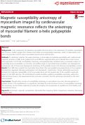 Cover page: Magnetic susceptibility anisotropy of myocardium imaged by cardiovascular magnetic resonance reflects the anisotropy of myocardial filament α-helix polypeptide bonds