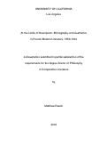 Cover page: At the Limits of Description: Ethnography and Aesthetics in French Modern Literature, 1859-1934