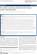 Cover page: Do simple screening statistical tools help to detect reporting bias?