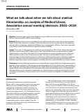Cover page: What we talk about when we talk about medical librarianship: an analysis of Medical Library Association annual meeting abstracts, 2001–2019