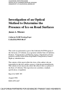Cover page: Investigation Of An Optical Method To Determine The Presence Of Ice On Road Surfaces