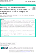 Cover page: Feasibility and effectiveness of daily temperature screening to detect COVID-19 in a prospective cohort at a large public university