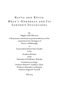 Cover page: Kavva and Kavya: Hala's Gahakosa and Its Sanskrit Successors