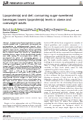 Cover page: Lipoprotein(a) and diet: consuming sugar-sweetened beverages lowers lipoprotein(a) levels in obese and overweight adults