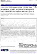 Cover page: Deletions of pfhrp2 and pfhrp3 genes were uncommon in rapid diagnostic test-negative Plasmodium falciparum isolates from Uganda