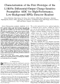 Cover page of Characterization of the First Prototype of the L1K65n Differential-Output Charge-Sensitive Preamplifier ASIC for High-Performance, Low-Background HPGe Detector Readout