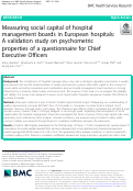 Cover page: Measuring social capital of hospital management boards in European hospitals: A validation study on psychometric properties of a questionnaire for Chief Executive Officers
